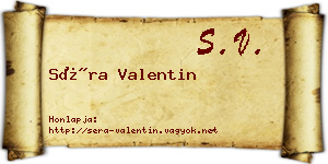 Séra Valentin névjegykártya